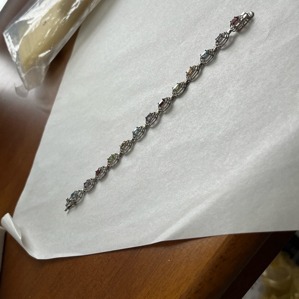 Source Unknown Silver Multi-Gem Bracelet - image 4